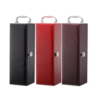 Boîte à vin Cheerfast, boîte à vin vintage en cuir PU, étui de transport pour vin avec poignée, boîte à vin simple en cuir PU, cadeau