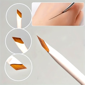 Pincel delineador de ojos de fibra artificial blanco de venta caliente, pincel de maquillaje de plástico con hoja fina <span class=keywords><strong>biselada</strong></span> - Product Image 1