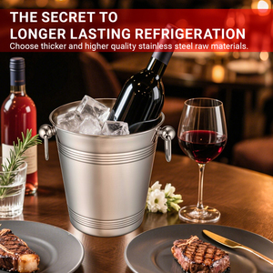 Secchiello per Ghiaccio da 3 Litri, Contenitore per Bevande in Acciaio Inox a Doppia Parete Isolato, Mantiene il Ghiaccio Congelato Più a Lungo per Club, Feste e Bar - Product Image 5