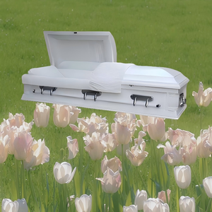 Estilo americano sólido Poplar madeira caixão para bebê & adulto Funeral usar design durável personalizável - Product Image 4