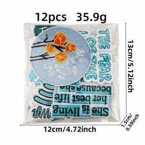 Parche Bordado Termoadhesivo con Diseño de Mondrian <span class=keywords><strong>Verde</strong></span>, Frases en Inglés, Palabras, Wifi, Opciones de Joyería, Oso, para Decoración de Ropa y Bolsos - Product Image 2