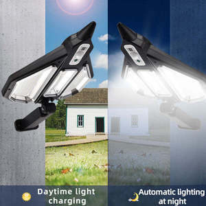 Tri-Sided 270 °   Lampe murale solaire LED, lampe solaire extérieure avec capteur de mouvement PIR, panneau solaire détachable, étanche IP65, sécurité - Product Image 3