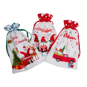 Sac cadeau à cordon avec motif Père Noël, décoration de Noël, emballage cadeau - Product Image 3