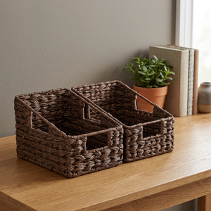 Panier multifonctionnel moderne en osier tressé, étanche et écologique, avec poignée, forme trapézoïdale, pour rangement alimentaire, organisation cuisine et salle de bain - Product Image 3