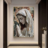 Tableau mural baroque de la Vierge Marie en prière pour église, salon, affiche religieuse chrétienne, peintures sur cristal