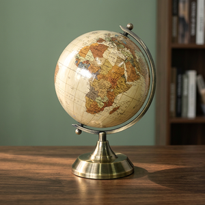 Globo Terráqueo Decorativo de 14.2cm con Base Metálica Chapada en Oro Clásico, Mapa del Mundo en Papel, Decoración para el Hogar y la Oficina, Regalo Vintage - Product Image 3