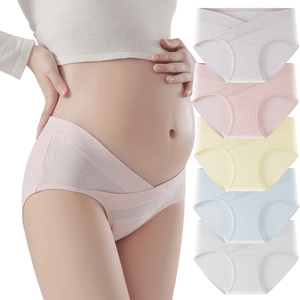 Sous-vêtements de soutien du ventre en coton, forme en V, pour la <span class=keywords><strong>grossesse</strong></span> et la maternité, motif floral, fin, sans couture, bikini tricoté, respirant, confortable, doux - Product Image 1