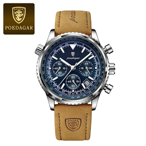 <span class=keywords><strong>Orologio</strong></span> POEDAGAR di Lusso da Uomo Stile <span class=keywords><strong>Militare</strong></span> Impermeabile Luminoso con Datario Cronografo in Acciaio al Quarzo da Business - Product Image 1