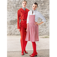 Uniforme de stewardesse australienne sur mesure, design de veste longue rouge, pantalon, jupe et chemise blanche