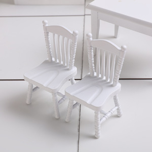 1:12 casa de muñecas miniatura Europea mesa de comedor silla modelo DIY accesorios de juguete de madera jugar silla Windsor casa de muñecas - Product Image 4