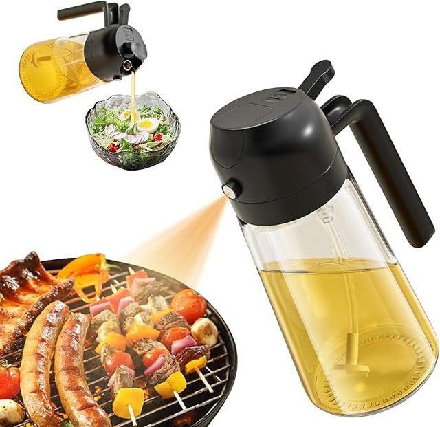 Source Factory Wholesale Customization Glass Oil Bottle With Nozzle 2 in 1 Olive Oil Sprayer and Oil Dispenser Bottle
