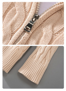 Suéter de punto trenzado para <span class=keywords><strong>hombre</strong></span> con cuello alto y cremallera de un cuarto, jersey grueso, logotipo personalizado, prendas de punto oversize al por mayor, ODM OEM - Product Image 4