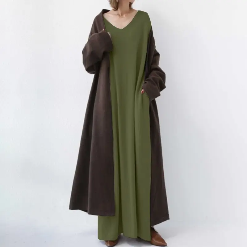 Plus Size Maxi Linen Dress Retro Vestidos Mujer 2024 Ethnic Style, Loose Long Sleeve Shirt Dress for Women/