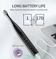 Cepillo de Dientes Eléctrico Sónico Inteligente Recargable con 5 Modos, Ultrasónico, Negro, IPX7, con Estuche de Viaje