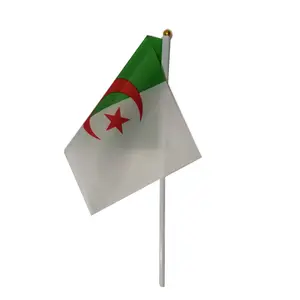 Sunshine personalizado Argelia pequeño Mini verde blanco rojo mano sostener banderas Argelia mano banderas equipo deporte Banner fútbol palo bandera