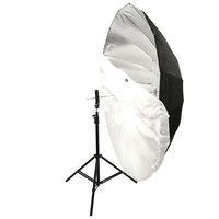Parapluie de studio photo réfléchissant noir argenté de 70 pouces (180 cm) avec grand diffuseur pour flash de studio