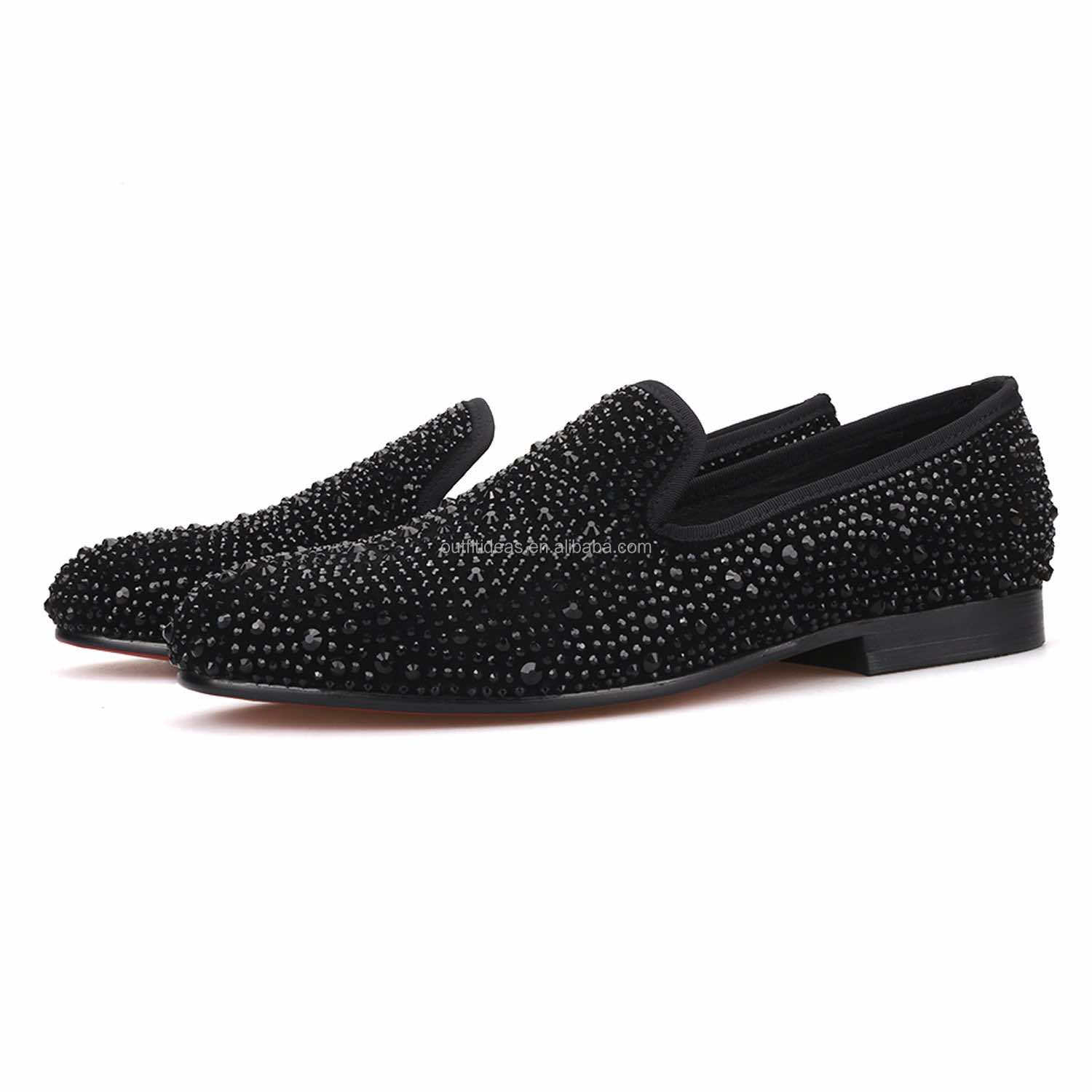 mens black glitter dress shoes Mens Glitzy Black Shiny Silver Glitter Dress Shoes Slip Ons After Midnight 8018 S main image 0