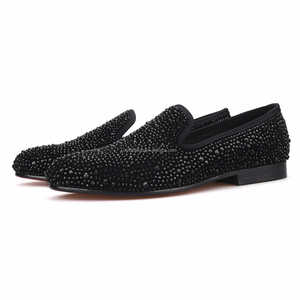 Mocasines de Ante con Cristales y Purpurina de Cuero Genuino para Hombre, Talla 47, Zapatos de Vestir con Pedrería, Mocasines Oxford para Hombre - Product Image 1