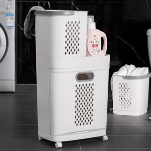 Cestas de Almacenamiento Personalizadas con Diseño Nuevo, Organizadores y Estantes para Baño, Cesta de Lavandería Rodante de Plástico - Product Image 1