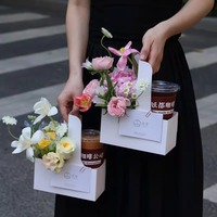 Boîte à fleurs en cuir de vachette pour sac à main, support de gobelet en papier, emballage pour arrangement floral