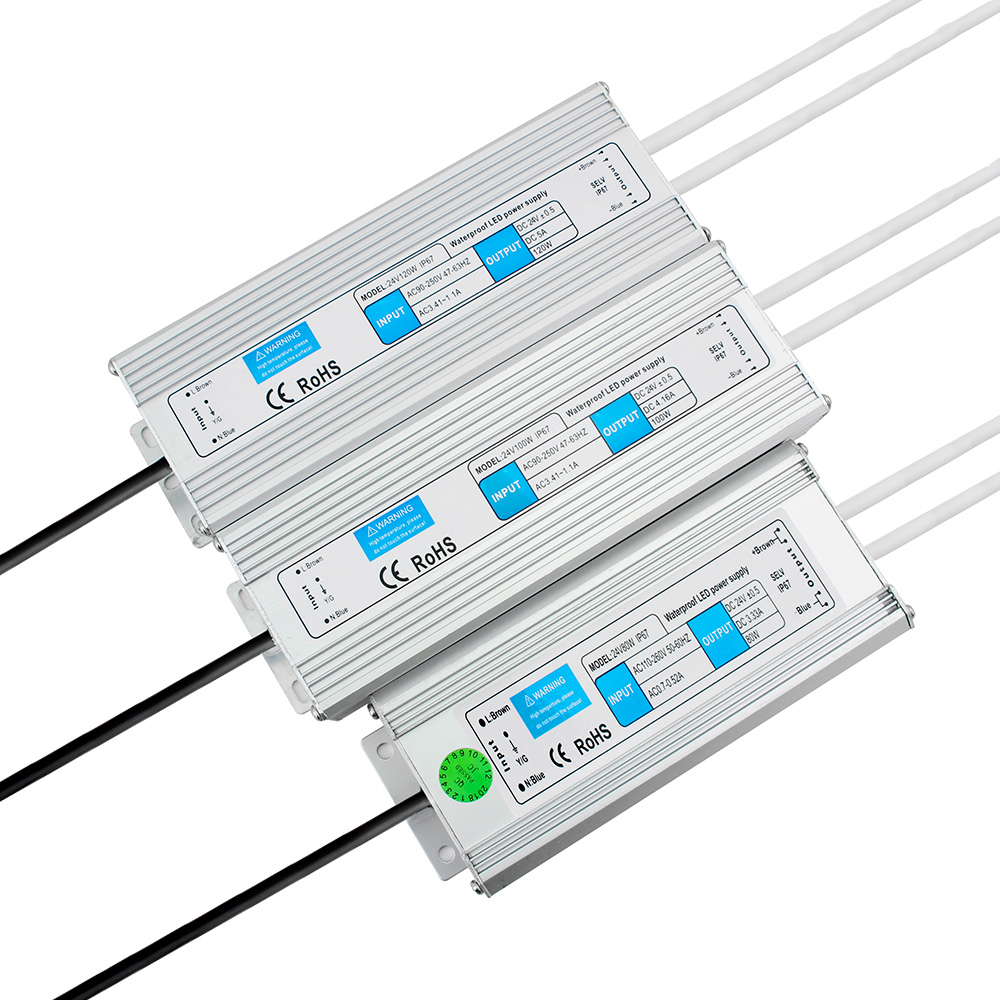 IP67 Водонепроницаемый светодиодный осветительный трансформатор AC120V в DC24V выходное постоянное напряжение светодиодный драйвер