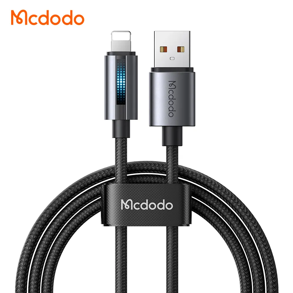 Mcdodo 566 Fast Pack Multi-funzione 480Mbps ricarica 2.4A 3A luce traspirante Display in metallo filo di Nylon per iOS cavo dati 1.2m