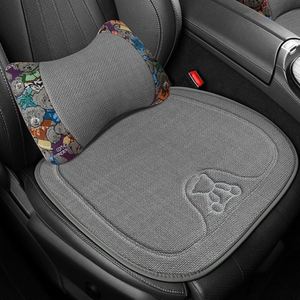 All Season Breathable Linen Car Seat Cushion 3pcs Set Jacquard Embroidery Anti Slip Driver Seat Rear Seat <b>Pad</b> - Product Image 1