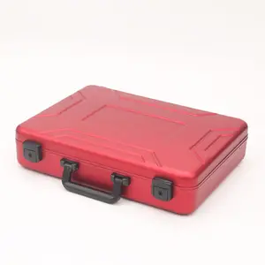 Maletín de aluminio rojo de buena calidad, estuche rígido, muestra roja, equipo de aluminio, caja de transporte