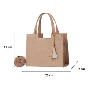Sac à bandoulière pour femme Edna Makeup Fana 20 cm en cuir véritable motif crocodile avec pompon décoratif pour usage quotidien - Product Image 1