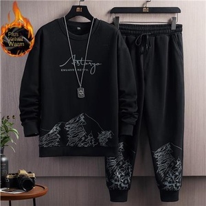 <span class=keywords><strong>Camiseta</strong></span> de manga larga Sudadera Hombre Otoño Forro polar Tejido Instagram Marca popular Pantalones casuales Conjunto <span class=keywords><strong>Traje</strong></span> deportivo atractivo - Product Image 6