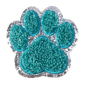 Patch en chenille motif cœur de patte, design de logo personnalisé, thermocollant, brodé, pour serviette, lettres autocollantes à presser à chaud, patchs en chenille - Product Image 6