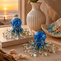 Décoration artisanale en résine cristalline en forme de pieuvre, style océan, transparente, aspect fait main, pour la maison et le bureau