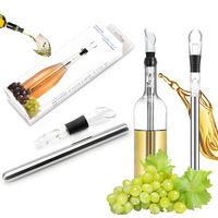 Refroidisseur de vin rouge en acier inoxydable, décanteur, bâton de glace, verseur, boîte cadeau personnalisable, emballage de glaçons à congélation rapide