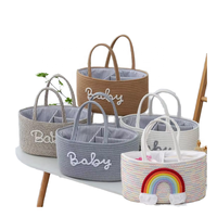 Panier de rangement rond multifonction en corde de coton écologique QS pour jouets, vêtements et articles divers