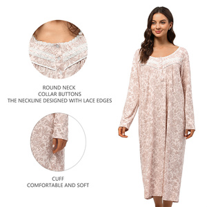 All'ingrosso pigiama <span class=keywords><strong>da</strong></span> <span class=keywords><strong>notte</strong></span> in cotone a <span class=keywords><strong>manica</strong></span> <span class=keywords><strong>lunga</strong></span> abbigliamento <span class=keywords><strong>da</strong></span> <span class=keywords><strong>notte</strong></span> floreale pigiama <span class=keywords><strong>da</strong></span> donna - Product Image 2