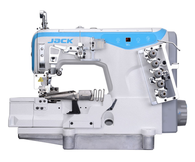 Jack W4-D-02BB High-Speed Triple Needle Direct Drive Flatbed Interlock Cover Stitch Industrial Sewing Machine with Motor