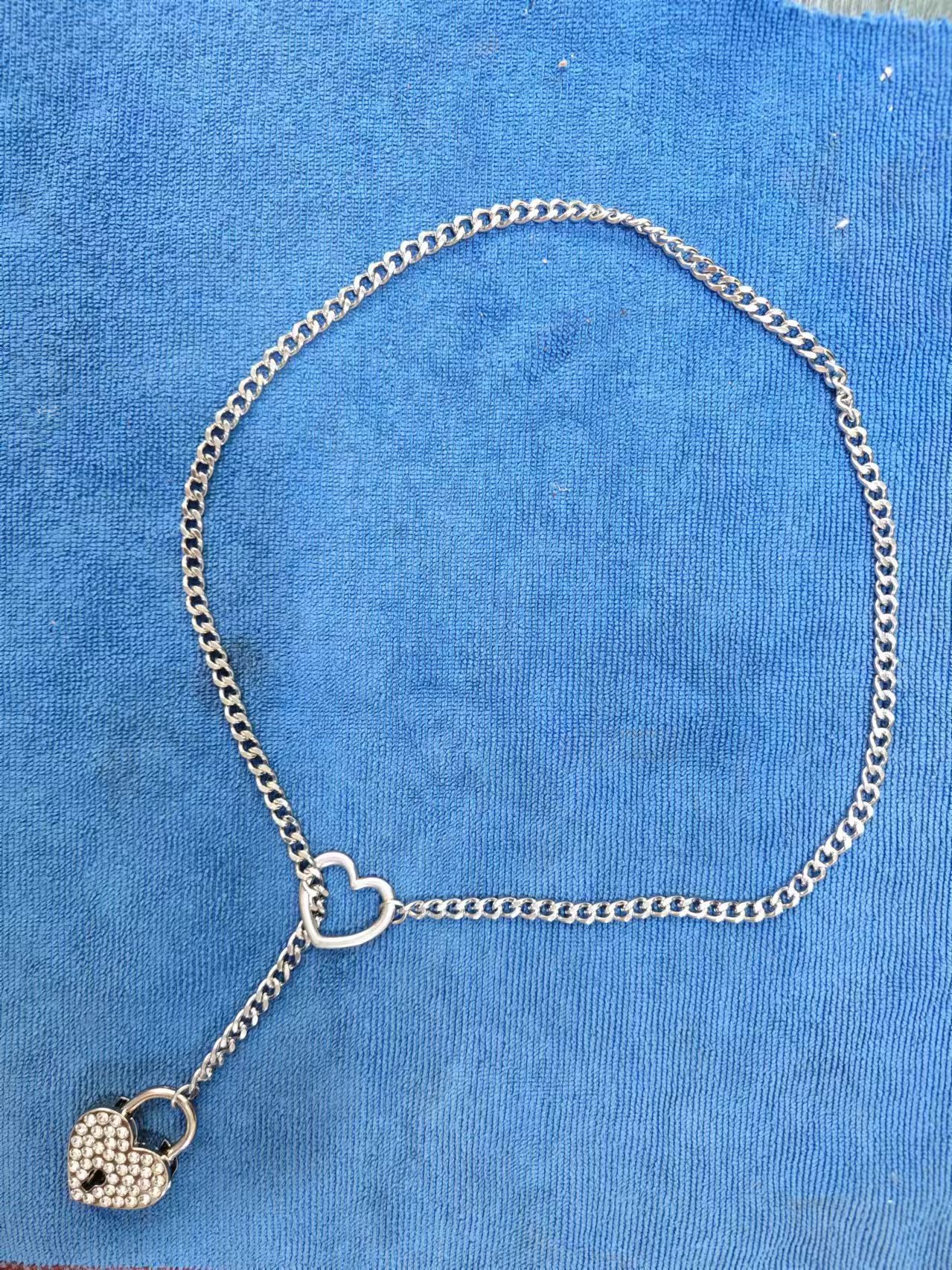 Collana Gotica A Y Con Cuore E Catena Cubana - Girocollo Regolabile 60 Cm In Acciaio Inox E Lega, Stile Punk Vintage Per Donna