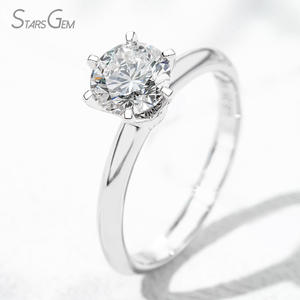 แหวนหมั้นโซลิแทร์สุดหรู6 K ประดับเพชรทรงกลมขนาด6.4มม. สีสดใสในห้องปฏิบัติการ - Product Image 2