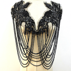 Collier de luxe en strass fait main avec motif de strass et glands à 28 couleurs, motif de strass, fleur en cristal pour vêtement - Product Image 2