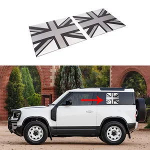 Hot 2Pcs Panneaux Adhésifs Non Destructifs Garniture De Fenêtre Arrière Beige Drapeau Garniture Panneaux Pour Land Rover Defender 90 110 130 2020-2022