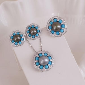 9344 Accessoires de perles DIY style panda, ensemble en argent S925 avec pendentif vide en or et argent et boucles d'oreilles, bijoux de mode - Product Image 1