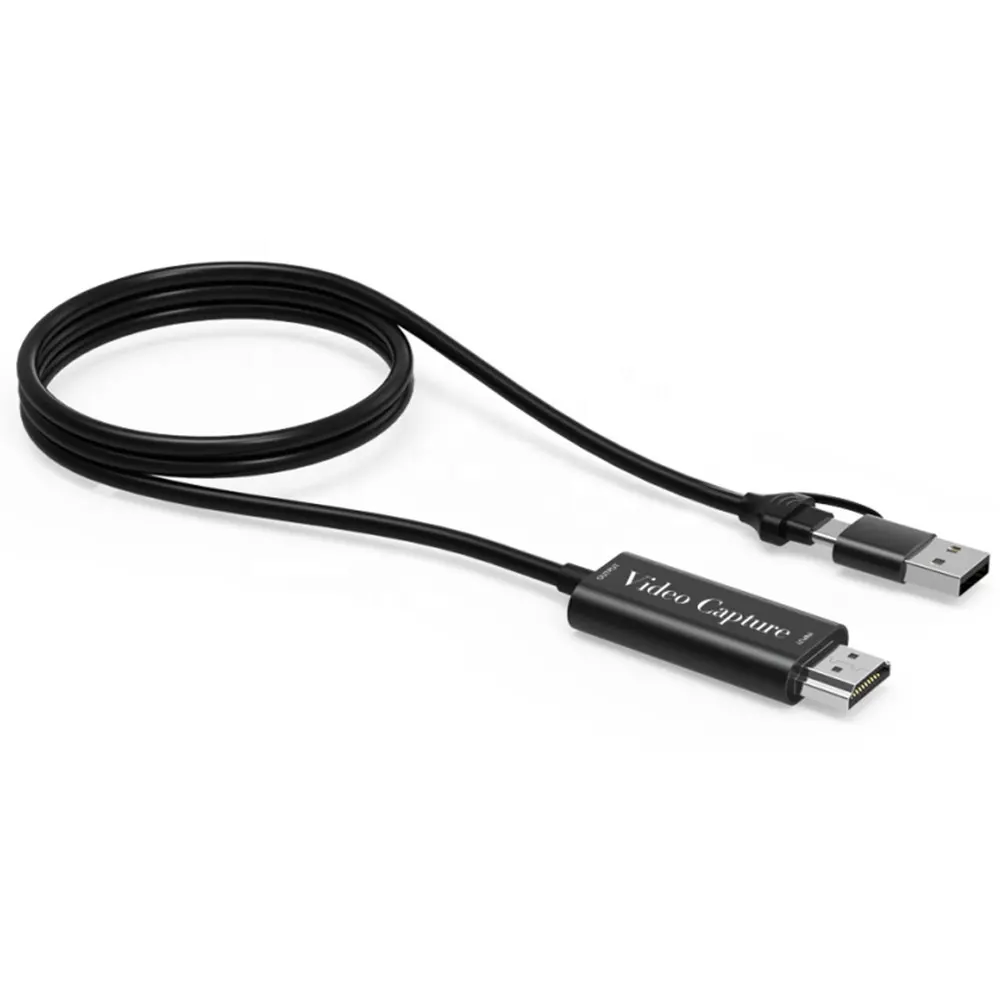 Cable de tarjeta de captura de vídeo 2 en 1, HDMI a USB, para grabar videojuegos, Streaming, enseñanza, videoconferencia, ordenador, PS4, interruptor, etc.