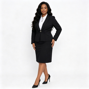 Traje de Negocios para Mujer en Tela de Lana, Blazer y Pantalón de Una Sola Fila de Botones con Decoración de Botones, Talla XL - Product Image 6