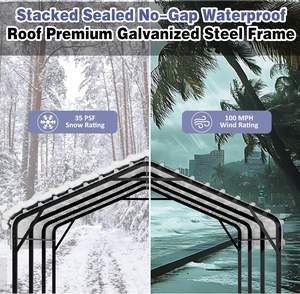 Kits de carport métalliques modernes 12 x 15 pieds avec toit <span class=keywords><strong>en</strong></span> acier galvanisé, structure thermolaquée, abri de garage extérieur robuste - Product Image 3