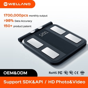 <span class=keywords><strong>Balance</strong></span> connectée améliorée <span class=keywords><strong>pour</strong></span> la mesure de la graisse corporelle, 8 électrodes, technologie de capteur électronique, affichage numérique, capacité 180 kg, certifiée ROHS, <span class=keywords><strong>pour</strong></span> salle de bain - Product Image 1