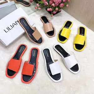 2021 new hot female clear jelly shoes color matching women flat slippers in stock flat sandals