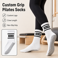 Chaussettes de yoga pour femmes en coton 100% personnalisées, logo tricoté, antidérapantes, pour Pilates, vente chaude
