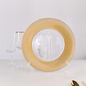 Piatto di Presentazione in Vetro da 13 Pollici, Elettroplaccato Argento, Elegante Sottopiatto Rotondo Trasparente per Matrimoni, Eventi e Feste - Product Image 3