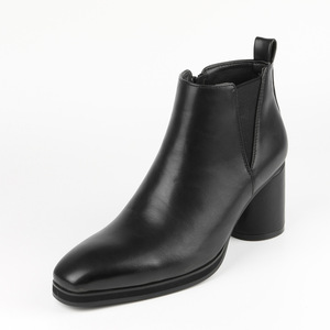 Bottes en cuir véritable noir pour hommes, bottines nude à bout pointu, à enfiler, semelle extérieure en caoutchouc confortable, toutes saisons, vente en gros - Product Image 1