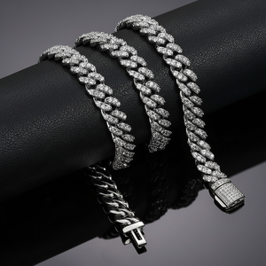 Elegante cadena de eslabones cubanos de moissanita Unisex de 8mm Ajuste de garra de cuerpo helado Diamante de moda para bodas fiestas regalos compromisos - Product Image 1